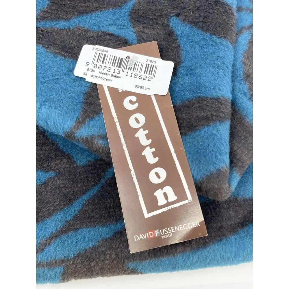 NWT David Fussenger Blue Brown Square Botanical Pillow Cover 60cm 24” Super Soft